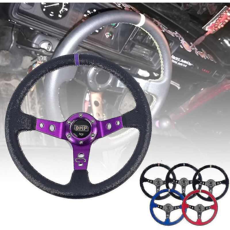 Universelles 14-zoll (350 Mm) Lenkrad Aus Wildleder/pvc/abs Für Motorsport, Drift-stil, Schwarz Und Rot.