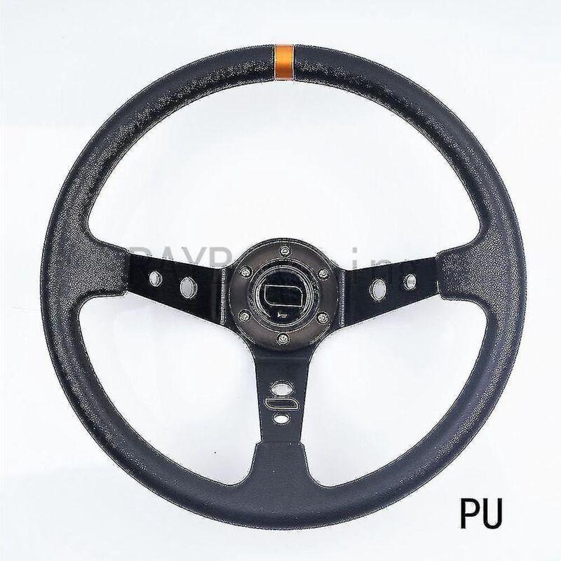 Universelles 14-zoll (350 Mm) Lenkrad Aus Wildleder/pvc/abs Für Motorsport, Drift-stil, Schwarz Und Gold.