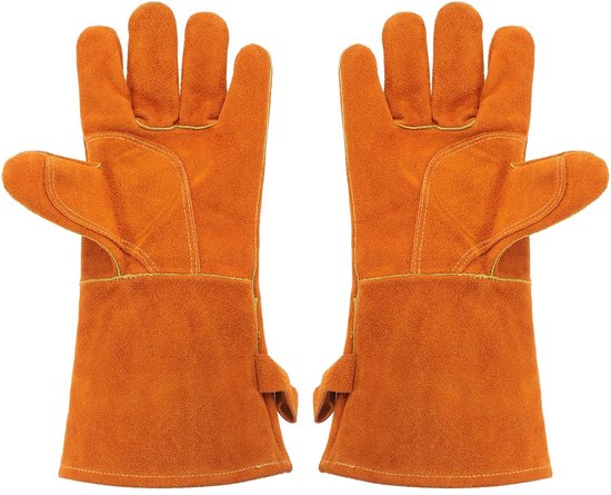 Allecto – Schweißhandschuhe – Grillhandschuhe – Hitzebeständiges Leder – 40,6 Cm – Gartenarbeit Und Backen – Flammschutz – Schweißgeeignet