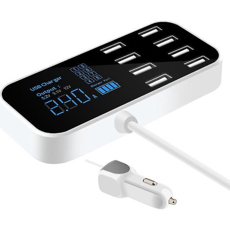 8-port-usb-autoladegerät, Schnellladefunktion, 12-v-handyladegerät, Usb-steckdosenleiste Mit Led-beleuchtung