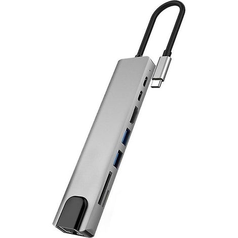 8-in-1-dockingstation Mit Usb-c-anschluss, Pd100w Usb-hub, 2 Usb-anschlüsse, Hdmi-kompatibel Mit Rj45, 100 M Kabel