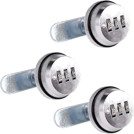 Cam-2 Cm/0,79 Zoll Kombinationsschlösser Aus Zinklegierung, Glänzend Verchromt (3 Produkte)