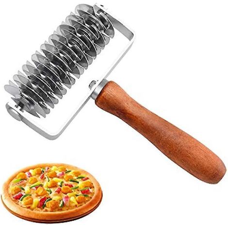Nudelholz Aus Edelstahl, Pizzaroller Mit Gittermuster, Küchenhelfer Für Kuchen, Pizzen, Torten, Brote Und Kekse.