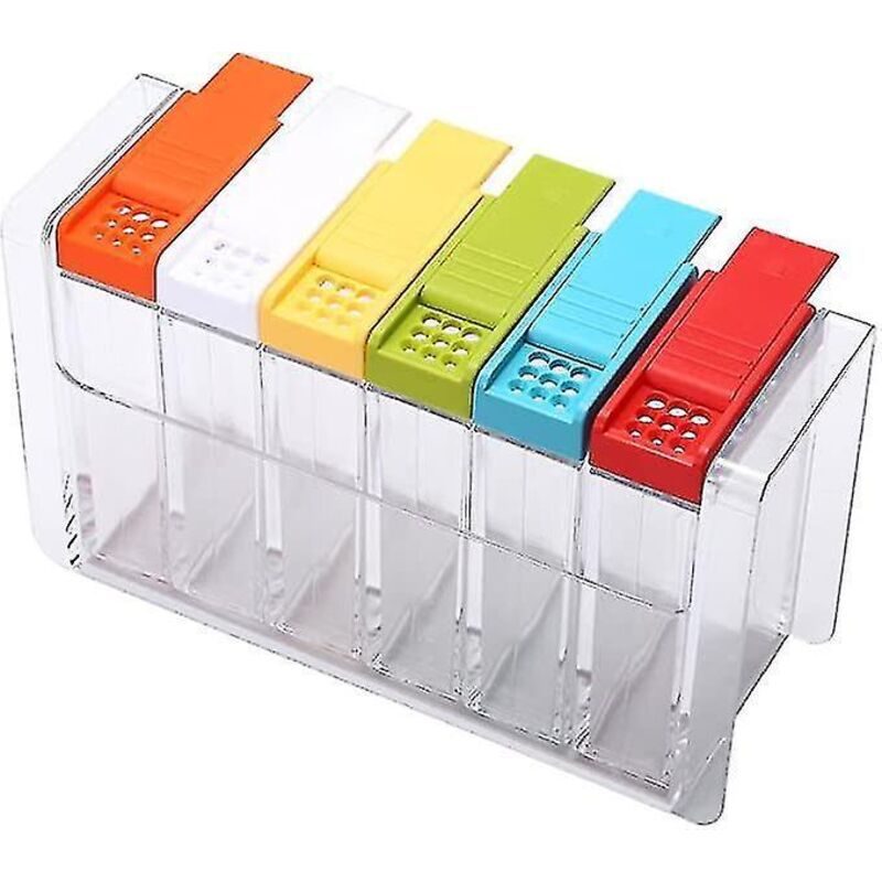 Set Mit 6 Acryl-gewürzdosen, Farbenfrohen Gewürzgläsern, Aufbewahrungsboxen Für Küchengewürze (bunt)