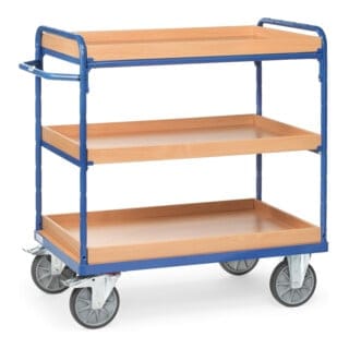 fetra Etagenwagen 8122 mit Kästen - Tragkraft 600kg TPE-Reifen