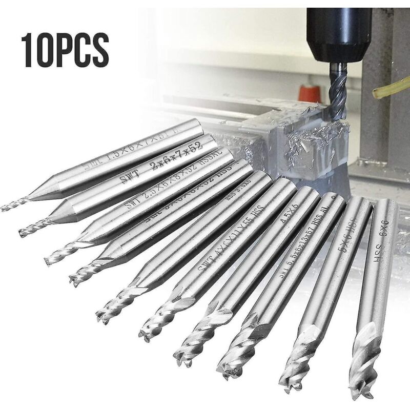 Schaftfräser, Hss-cnc-bohrer Mit Geradem Schaft Von 1,5 Bis 6 Mm, 10-teiliger Satz, Für Holz, Aluminium, Stahl Und Titan.