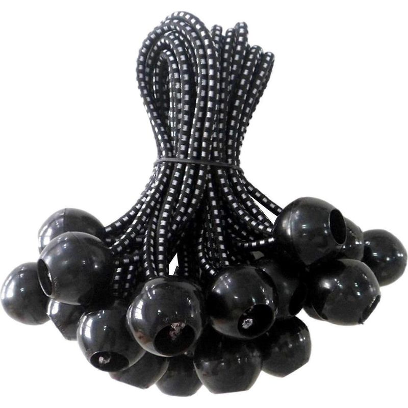 Packung Mit 10 Robusten Elastischen Kugelbändern Für Planen Oder Zelte (weiß Und Schwarz).