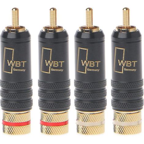 Satz Von 4 Vergoldeten Wbt-0144 Rca-steckern Zum Löten Und Verriegeln Für Videoausgabe.