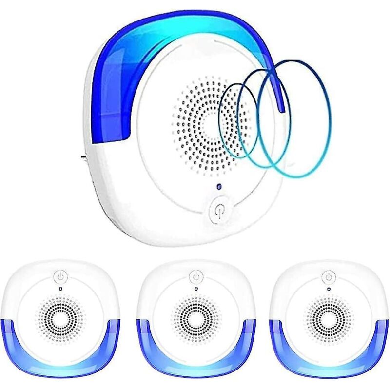 Set Mit 4 Ultraschall-insektenabwehrgeräten Für Den Innenbereich, Vertreibt Mücken, Kakerlaken, Fliegen Und Mäuse, 100 % Sicher Und Ungiftig