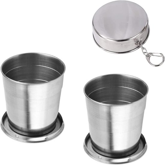 Faltbarer Edelstahlbecher Für Unterwegs 2er-set 250 Ml Faltbarer Edelstahlbecher Faltbarer Reisebecher Kaffee Tee Für Unterwegs Camping