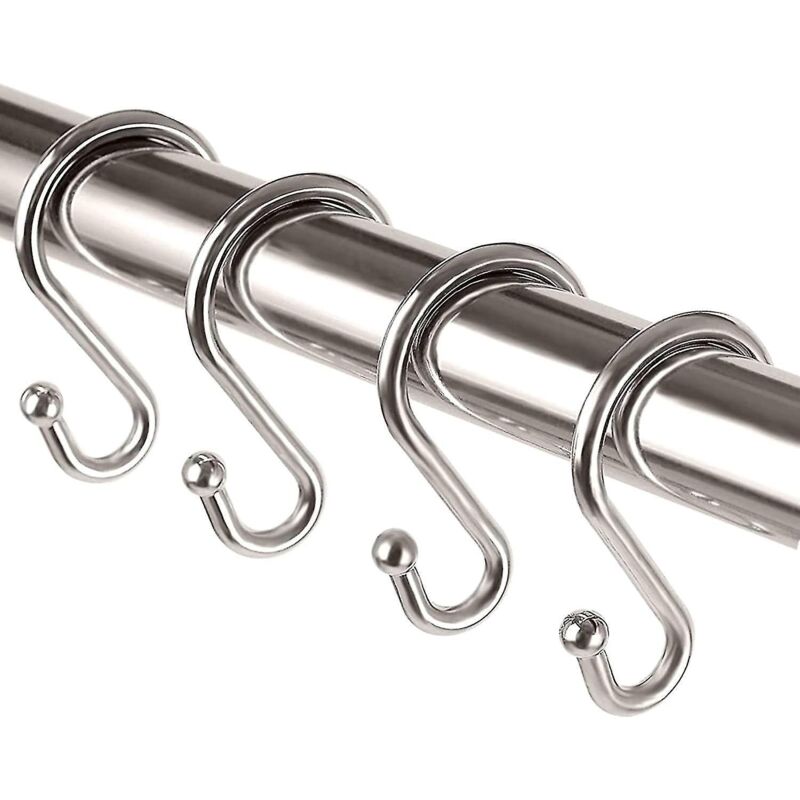 Rostfreie, S-förmige Duschvorhanghaken Aus Metall Für Duschvorhänge, Küchenutensilien, Kleidung Und Handtücher – 24er-pack – Nickel