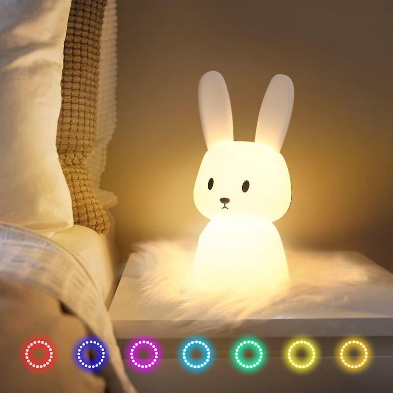 Nachtlicht Für Kinder, Niedliches Hasen-nachtlicht, Geschenk Fürs Kinderzimmer, Babyzimmer, Jugendzimmer, Kawaii-dekoration, Wiederaufladbarer Silikonhase
