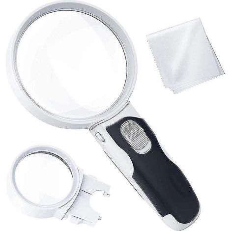 Set Mit Led-beleuchteten Taschenlupen – 5-fache Und 10-fache Vergrößerung – Beleuchtete Lupe, Ideal Für Senioren (lesen, Hobbys Usw.)