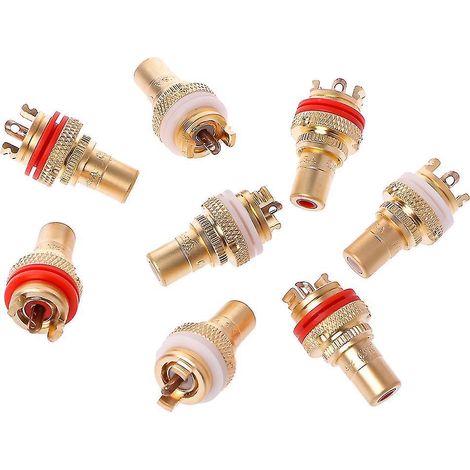 Satz Mit 8 Roten Und Weißen Rca-hifi-steckern, Cmc-buchsen Für Chassis.