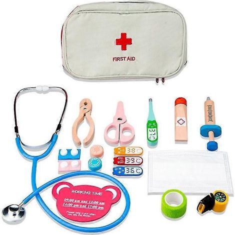 Spielzeug-erste-hilfe-set Aus Holz Für Kinder, Lernspielzeug Zum Spielen Von Doktor.