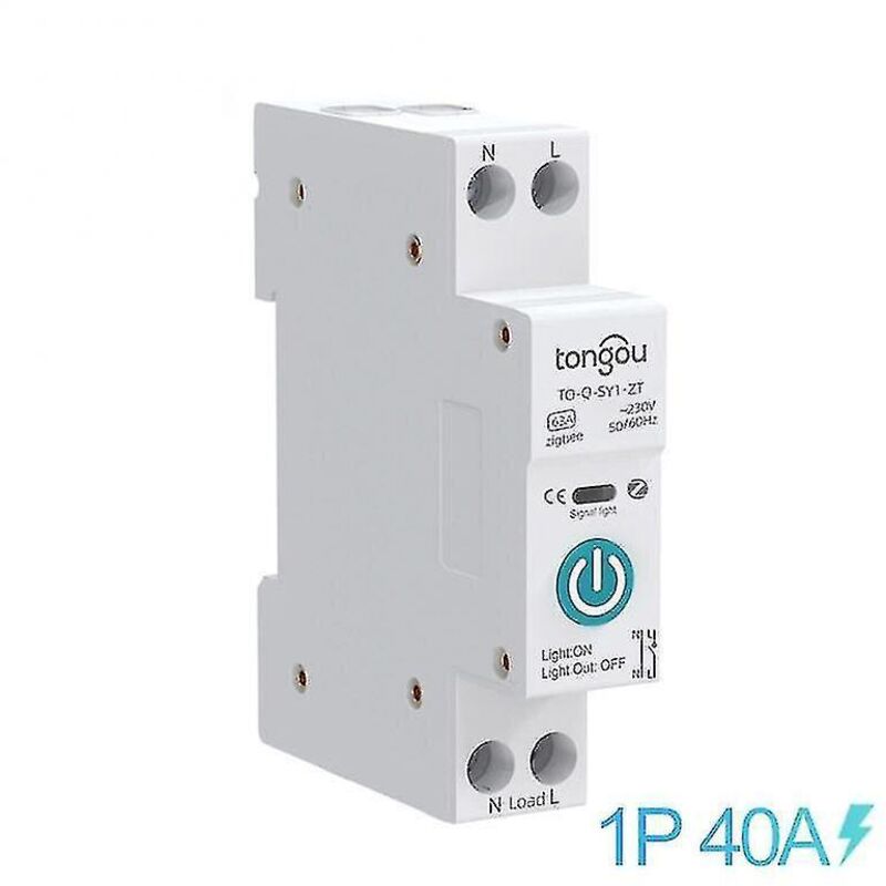 Tuya Zigbee Smart-leistungsschalter Mit Zähler, 1-polig 63 A, Din-schiene 40 A Ohne Zähler