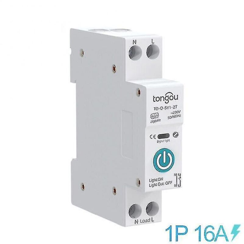 Tuya Zigbee Smart-leistungsschalter Mit Zähler, 1-polig, 63 A, Din-schienenmontage, 16 A Ohne Zähler