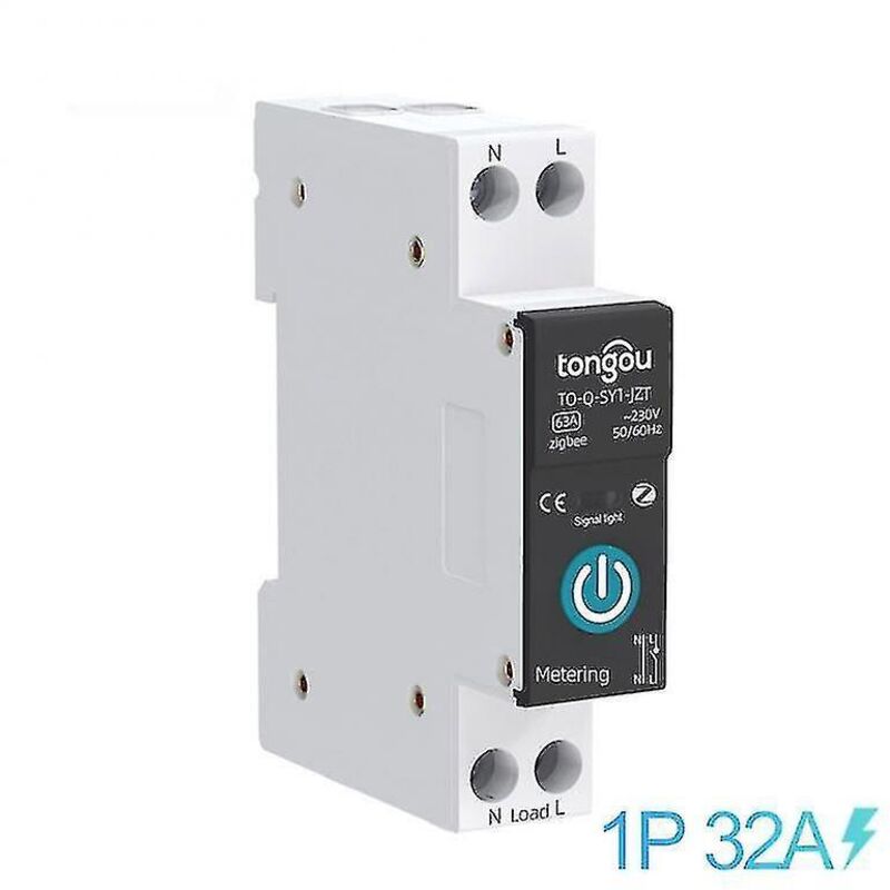 Tuya Zigbee Smart-leistungsschalter Mit Zähler, 1-polig, 63 A, Din-schienenmontage, 32 A Mit Zähler