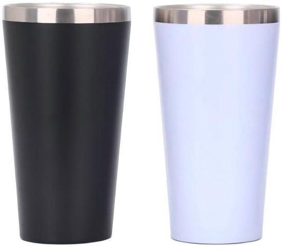 Reisebecher-set Zwei 0 47-liter-reisebecher Spülmaschinenfest Stapelbar Wiederverwendbar Bpa-frei Robuste Edelstahlkonstruktion Ideal Für Camping 0,47
