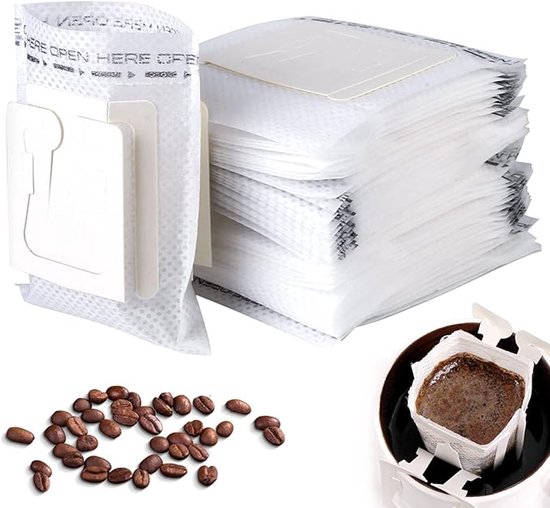 Kaffeefilter – 100 Stück – Hängende Kaffeebeutel – Tropfschalen-filterbeutel – Leere Filter – 7 X 9 Cm – Weiß