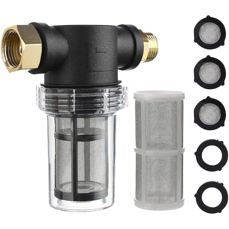 Wasserfilter Für Gartenschläuche, Kompatibel Mit Dem Wassereinlass Von Hochdruckreinigern. Inline-sedimentfilter, 40-mesh-sieb, Zusätzliches 100-mesh-sieb.