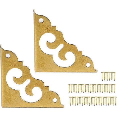 Set Mit 6 Dekorativen Retro-eckenschützern Aus Messing Für Schmuck- Und Geschenkboxen, Möbelbeschläge
