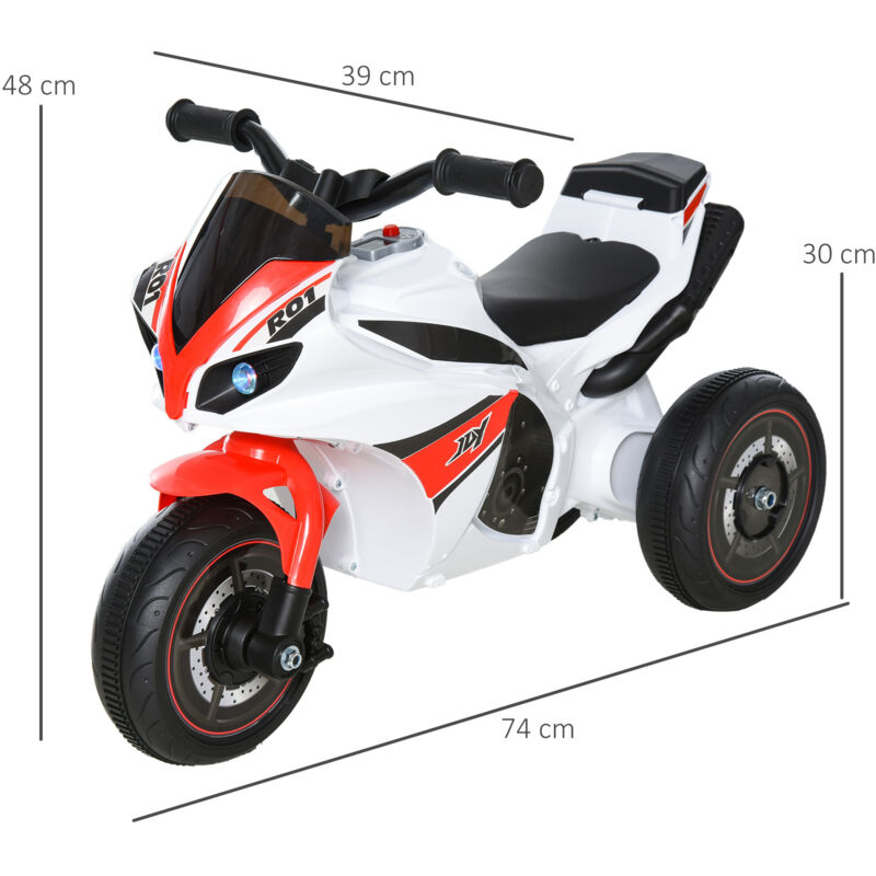 Elektrisches Kindermotorrad Mit Sound- Und Lichteffekten, Rot-weißes Design, Aufbewahrungsbox