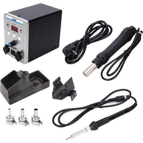 Lötstation Mit Heißluftpistole, Digitalanzeige Und Einstellbarer Temperatur, Modell 8586, 250-v-eu-stecker