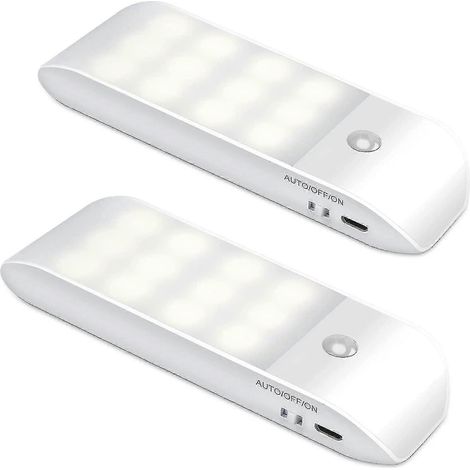 Nachtlicht [2er-pack], 12 Usb-wiederaufladbare Leds Mit Bewegungssensor Und Magnetischem Klebestreifen, 3 Modi (auto/ein/aus) Für Schlafzimmer Und Treppenhäuser