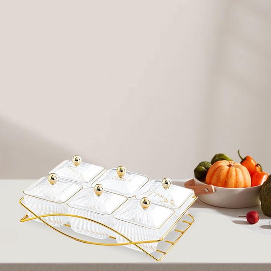 Transparente, Unterteilte Dessertschale Im Norwegischen Stil Mit Deckel – Schale Für Süßigkeiten Und Trockenfrüchte, Keksdose Für Die Küche