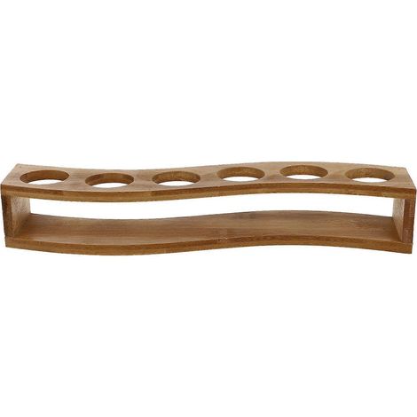 1 Sicherer Und Natürlicher Schnapsglashalter Aus Bambus Mit 6 Aufbewahrungsfächern (beige) – 32,5 X 6,5 X 5,3 Cm – Beige