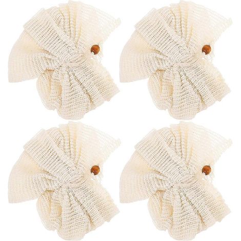 Set Mit 4 Peeling-duschbällen Aus Luffa Für Körper Und Bad. – 18 X 12 Cm – Beige