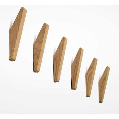 Set Mit 6 Vintage-holzhaken, Tragkraft 5 Kg, Wandhaken, Bademantelhaken, Huthaken, Mantelhaken, Mehrzweckhaken, Schlüsselhaken (set)