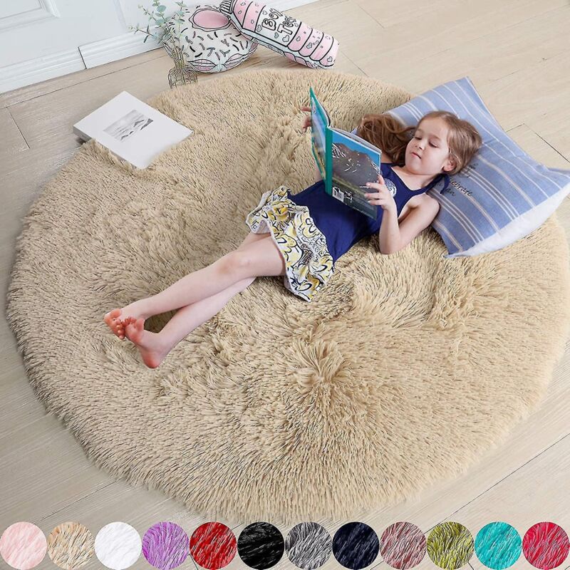 Runder, Puderrosa Teppich, Ideal Fürs Schlafzimmer, Weicher Runder Teppich 120 X 120 Cm, Perfekt Für Kinder - Beige