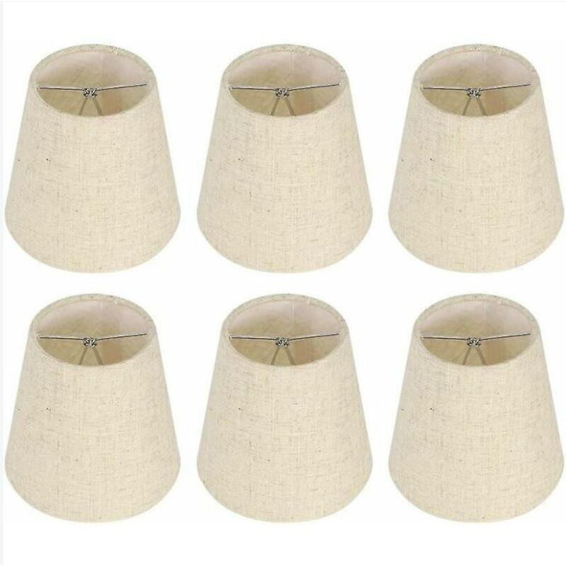Set Mit 6 Aufsteckbaren Jute-lampenschirmen, Kleine Lampenschirme Für Tisch- Und Stehlampen, Beigefarbener Nordischer Stil