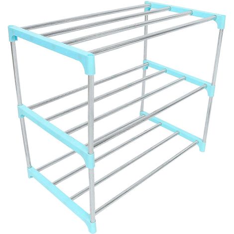 Dreistöckiges Schuhregal (1 Stück) – Vielseitige Schuhaufbewahrung – 53 X 43 X 25,7 Cm – Blau