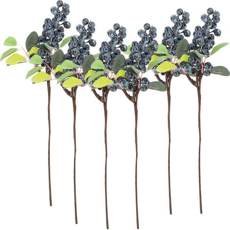 Set Mit 5 Zarten Und Realistischen Künstlichen Blauen Stoffbeeren, Dekorative Blaubeeren, Fruchtblüten, Diy-weihnachtsschmuck.