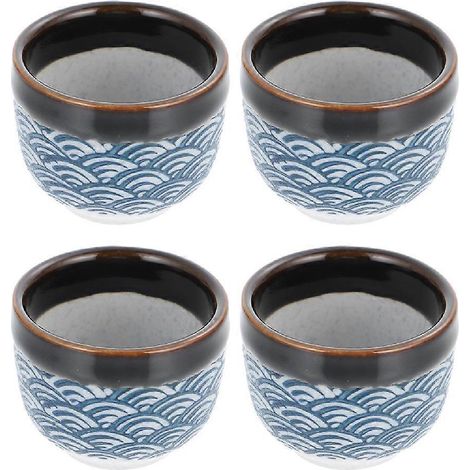 Set Mit 4 Japanischen Keramik-sakebechern, Traditionelle Glasierte Teetassen Für Den Heimgebrauch – 5 X 5 Cm