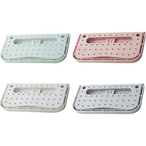 Set Mit 4 Einfachen, Selbstklebenden, Faltbaren Schuhregalen Zum Aufbewahren Von Schuhen Und Hausschuhen (weiß, Rosa, Grau Und Blau). – 28,00 X 14,00 X 2,00 Cm