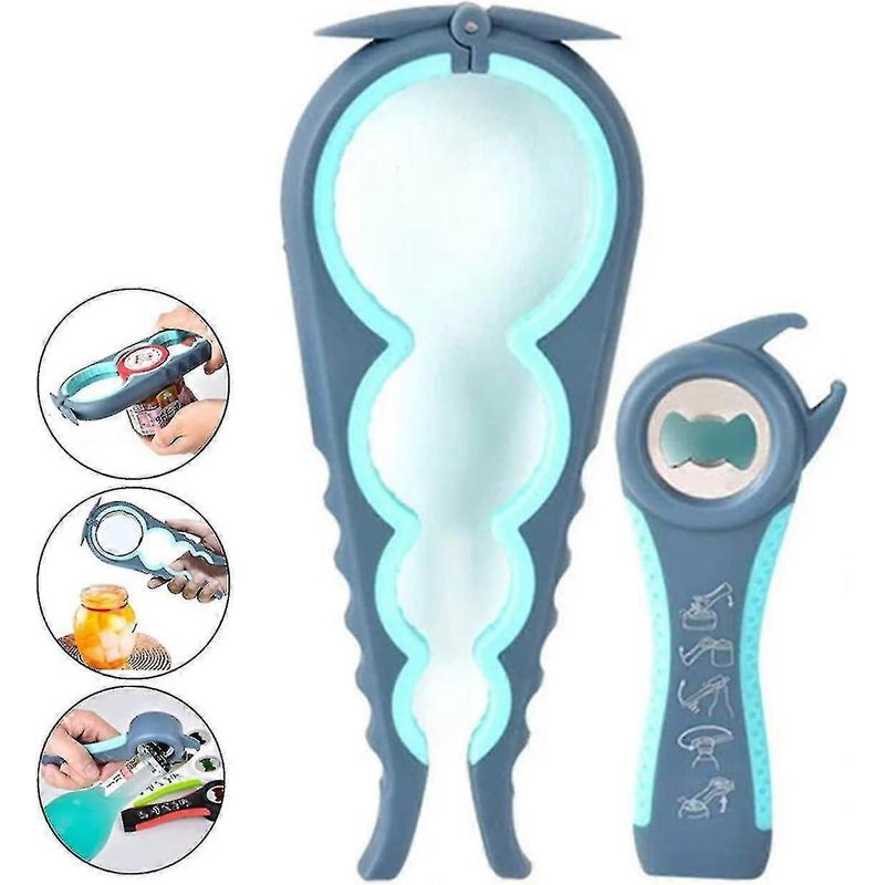 Dww 5-in-1 Und 4-in-1 Multifunktions-glas- Und Flaschenöffner-set, Einfach Zu Bedienen Für Kinder, Senioren Und Menschen Mit Arthritis. (blau)