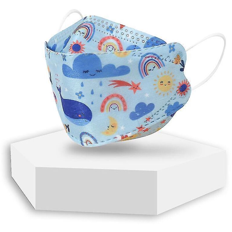 Kf94-kindermasken, Kn95-masken, Schutzmasken, Einweg-kf94-masken Mit Cartoon-motiven – 100 Stück – Blau