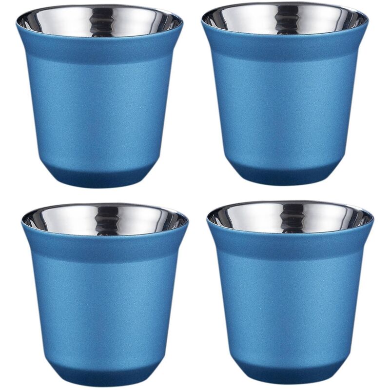 Set Mit 4 Doppelwandigen, Isolierten Espressotassen Aus Edelstahl, 80 Ml, Kompatibel Mit Pixie-kaffeekapseln.