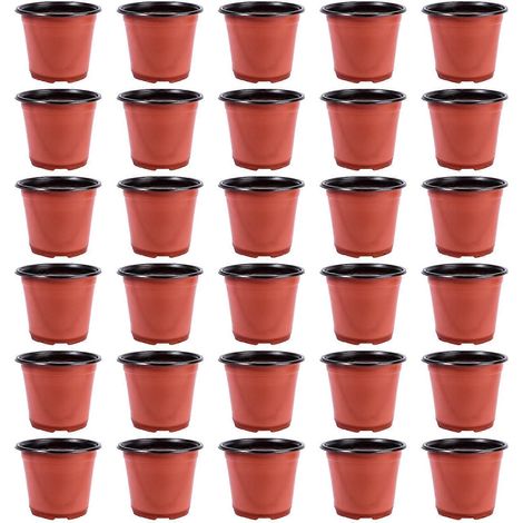 Set Mit 30 Kreativen Und Atmungsaktiven Kunststoff-blumentöpfen Für Sukkulenten – Durchmesser 150 Mm (braun, Zufällige Bodenöffnung) – 14,50 X 14,50 X 12,00 Cm – Braun