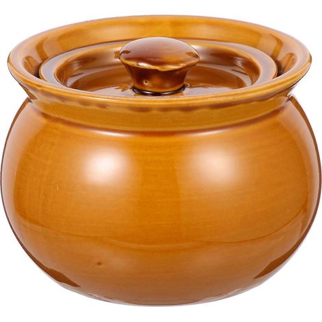 Keramik-suppenschüssel, Schmortopf, Elegantes Küchenutensil. – 11,20 X 11,20 X 8,50 Cm – Braun