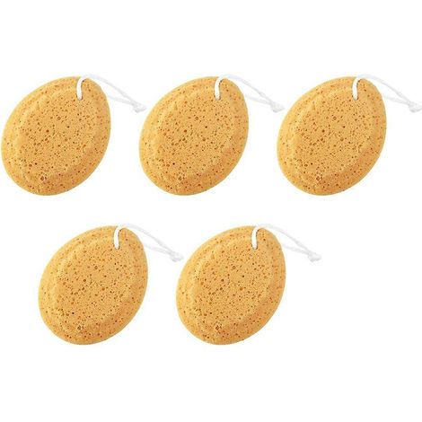 Set Mit 5 Biologisch Abbaubaren Badeschwämmen Aus Wabenförmiger Baumwolle Für Kinder Und Erwachsene, Mit Aufhängekordel (braun) – 14,5 X 11,5 Cm