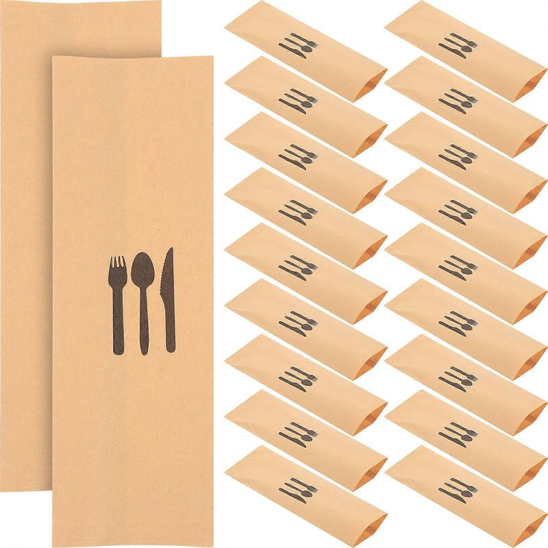 100 Kraftpapiertüten Für Besteck Und Küchenutensilien, Ideal Für Partys. – 22,50 X 7,50 X 0,10 Cm