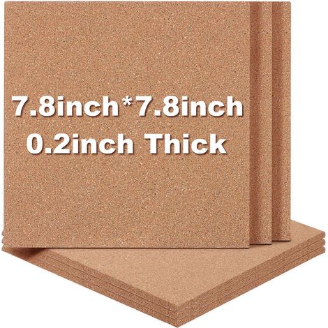 Set Mit 6 Korktafeln: Quadratische Pinnwand, Nachrichtentafel, Dekorative Wandtafel. – 20,00 X 20,00 X 0,50 Cm
