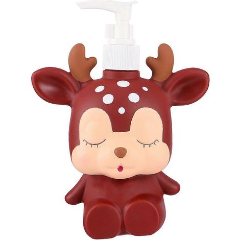Leere Shampoo-spenderflasche Mit Kinder-cartoon-muster, Niedlicher Multifunktionaler Flüssigkeitsbehälter (berlin Brown, 300 Ml) – 16,5 X 12,7 X 7,5 Cm – Braun