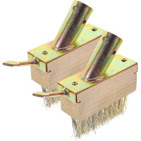 Set Aus 2 Unkrautbürsten Aus Stahldraht Mit Holzgriffen Zum Entfernen Von Unkraut Aus Erdspalten. Ideales Gartenwerkzeug Zum Jäten. – 14,00 X 13,00 X 3,50 Cm