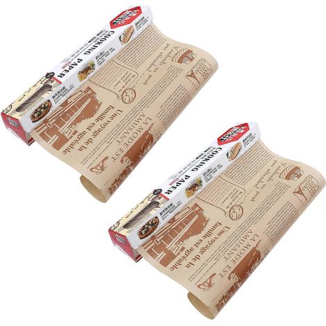 2 Rollen Zeitungspapier, Backpapier, Brotpapier, Backblech, Geöltes Papier – 800 X 30 Cm – Braun